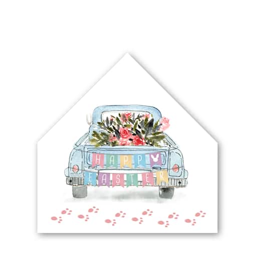 Easter Truck 12&#x22; x 12&#x22; House Shaped Canvas